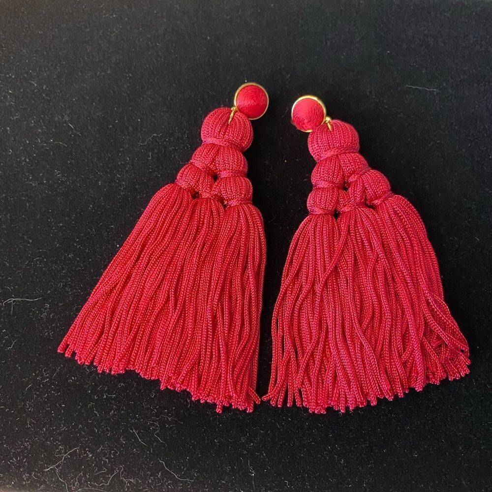 Bauble Bar Burgundy Fringe Earrings
